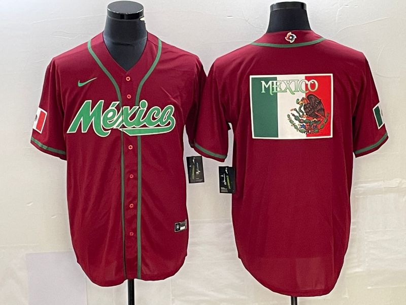Men 2023 World Cub Mexico Blank Red Nike MLB Jersey12